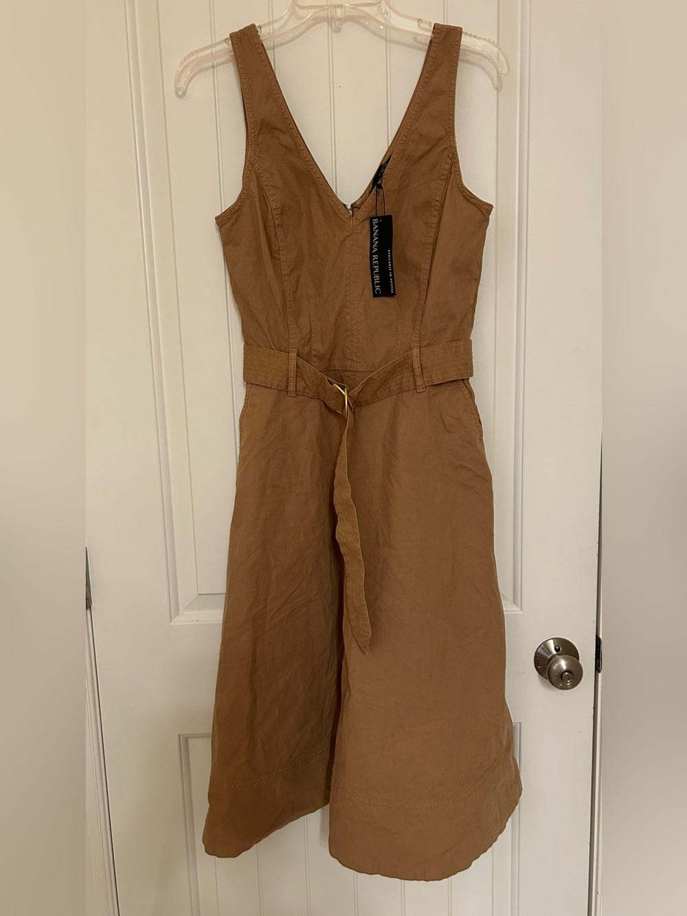 Banana Republic Tan Belted V-Neck Utility Dress Size 6 Tall New